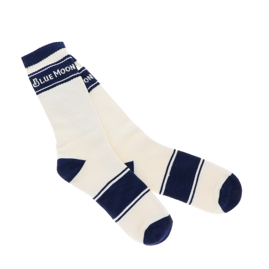 Classic Cream and Navy Blue Moon Sock